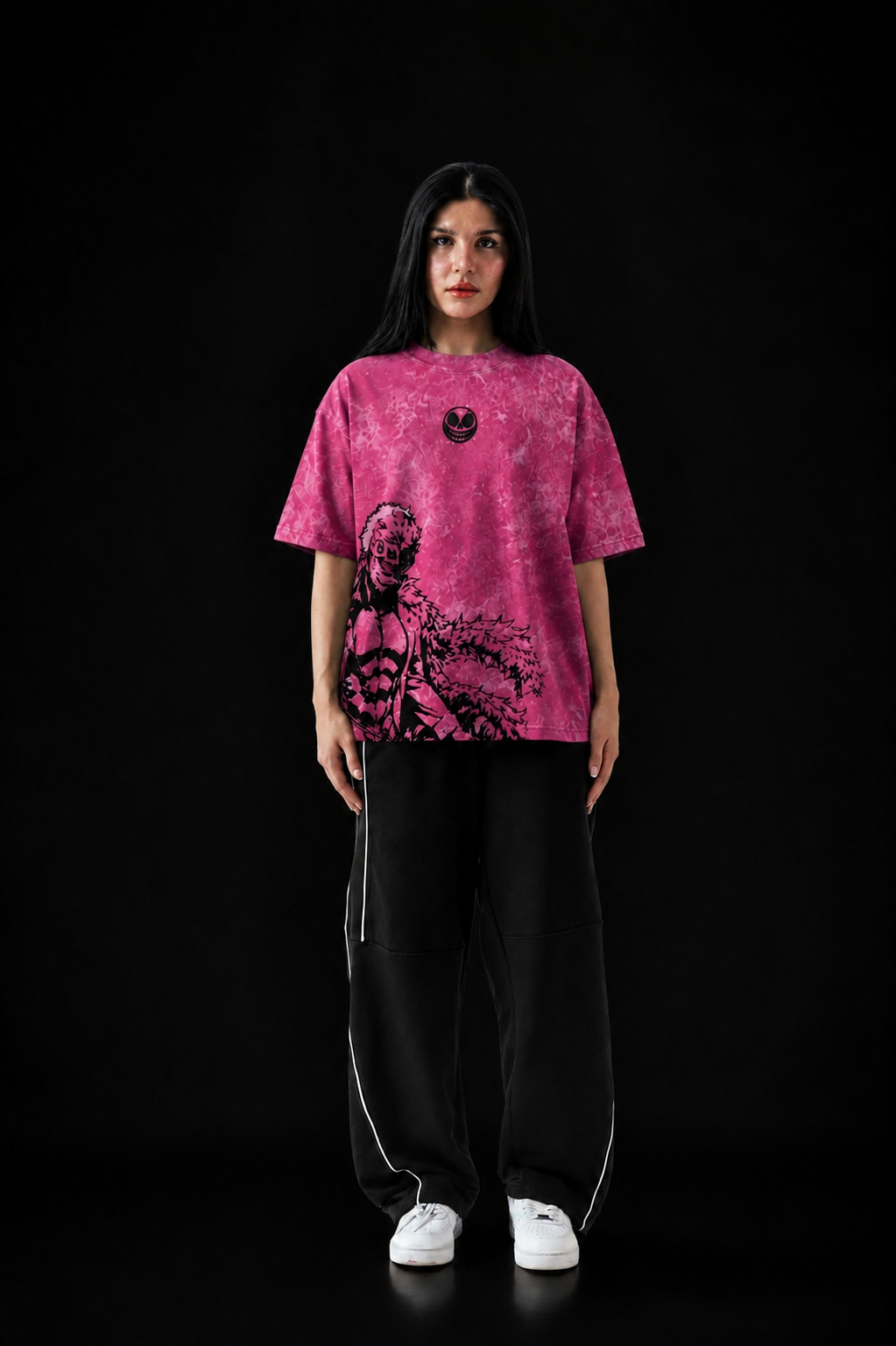 Doflamingo Acid Wash Oversized Tee – Pink Anime Edition