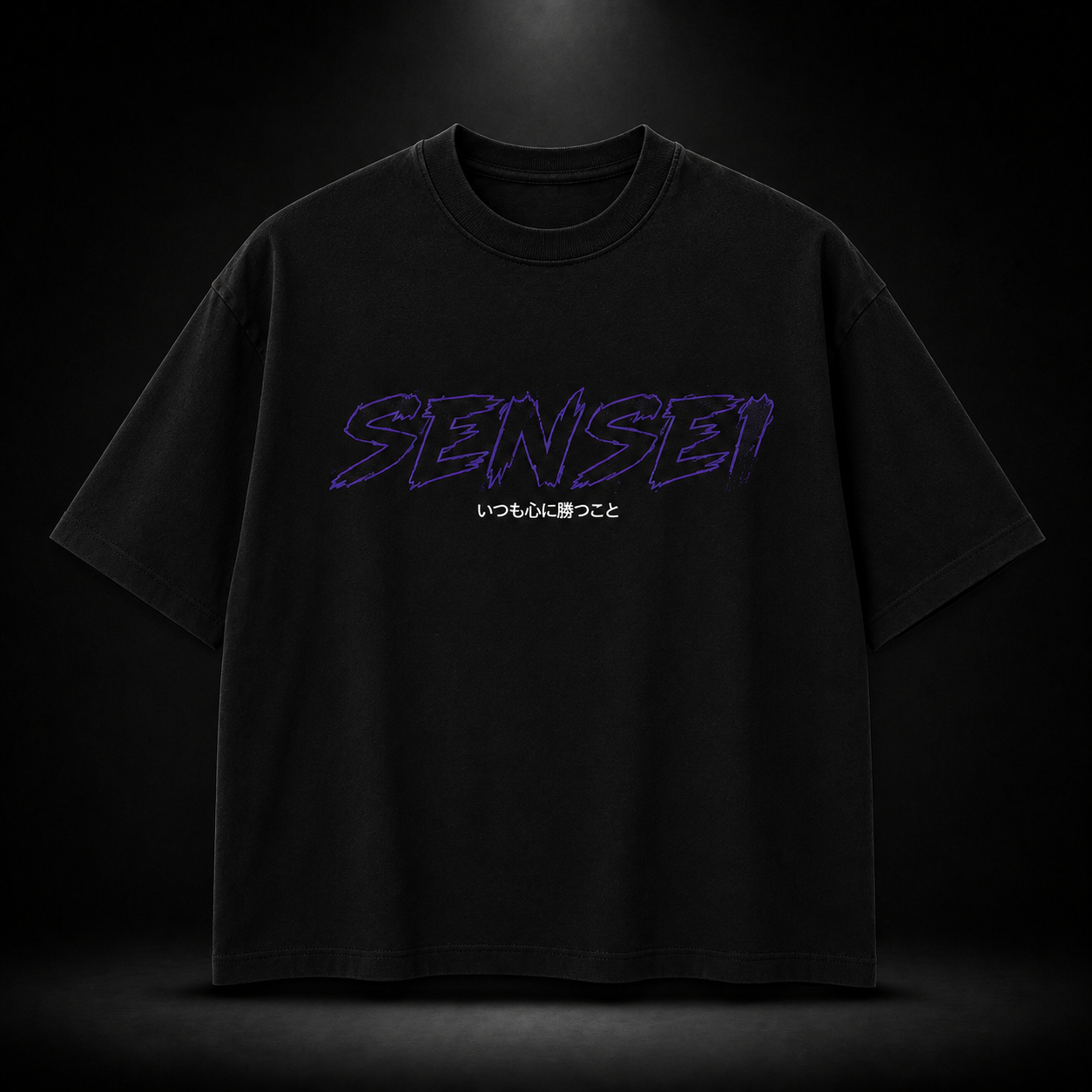 Sensei Embroidered Oversized Black T-Shirt