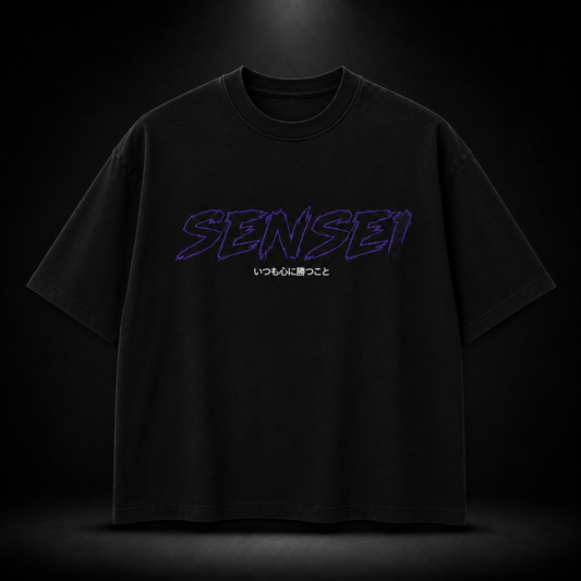 Sensei Embroidered Oversized Black T-Shirt