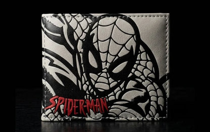 Premium Black & Grey Spider-Web Printed Wallet – Red Edition