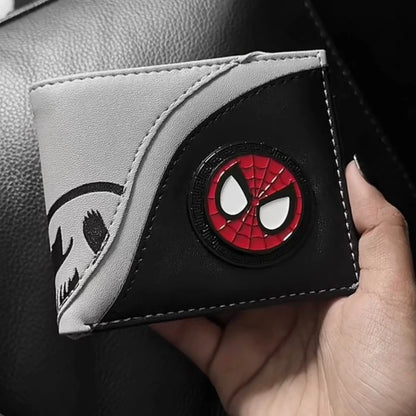 Premium Black & Grey Spider-Web Printed Wallet – Red Edition