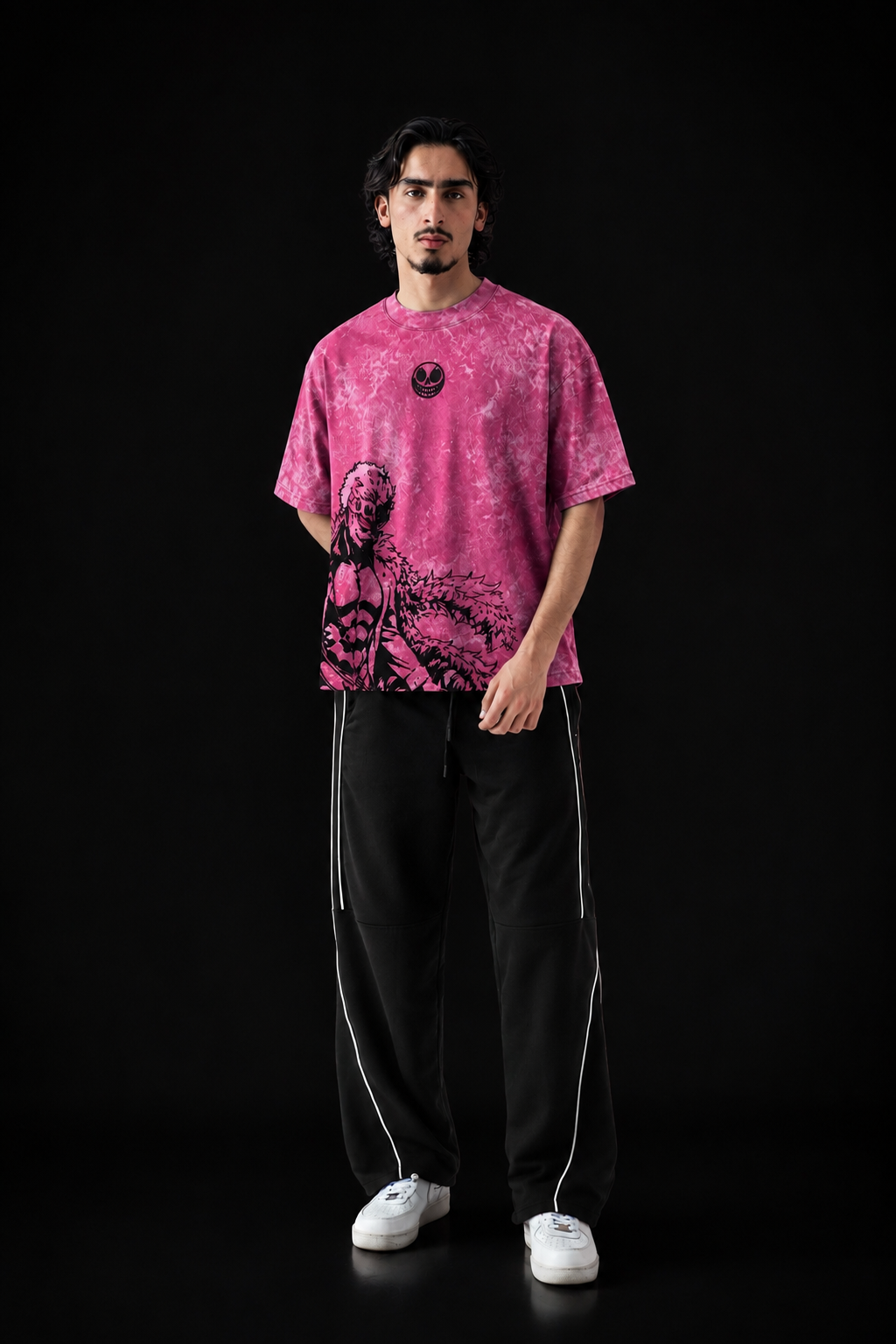Doflamingo Acid Wash Oversized Tee – Pink Anime Edition